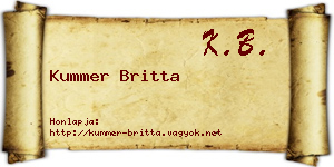 Kummer Britta névjegykártya